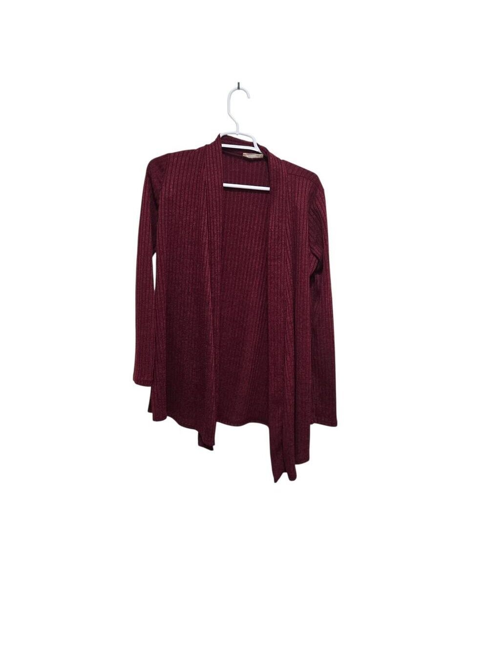 Prospect Blvd Burgundy Ribbed Waterfall Cardigan Large